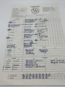 1989 Milwaukee Brewers 07/31/89 Team Game Used Plan RARE BP order VS Rangers - Picture 1 of 8