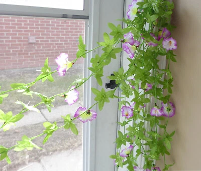 Decoración colgante de pared con flores artificiales Morning Glory Vines (púrpura) Foto 1 de 2