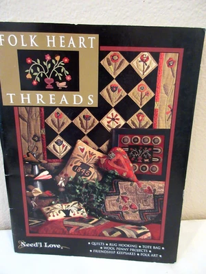 HTF Need’l Love FOLK HEART THREADS- 6 Maggie Bonanomi Patterns-Uncut - Image 1 of 4