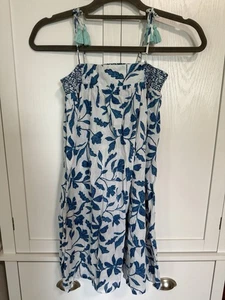 Hatley Beach Dress Girls Size 10 Blue White Floral Cotton Vacation Nautical - Picture 1 of 6