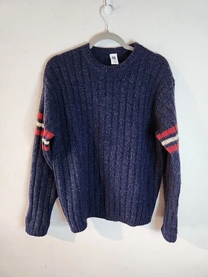 Vintage GAP Sweater Wool Blue Y2k Medium M Chunky Ribbed Knit Crewneck Vtg - Image 1 of 4