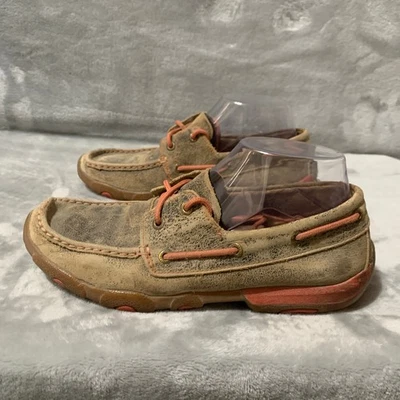 Twisted X Driving Moccasins Shoes Women's 7.5 M Brown Leather Loafers Casual - Image 1 of 4