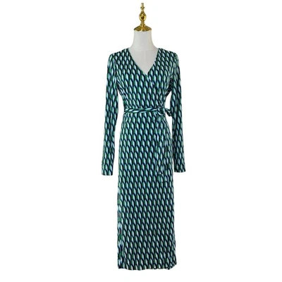 NWT DVF X Target Women's Long Sleeve Green Arrow Geo Knit Wrap Dress Size S - Image 1 of 4