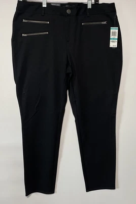 Pantalones de pierna ajustados INC ajuste curvilíneo talla 16 negro profundo con bolsillos con cremallera nuevos con etiquetas i.n.c. Foto 1 de 4