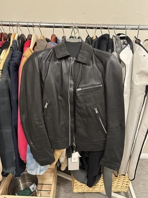 Chaqueta de Cuero Tom Ford Para Hombre 48 Negra Piel de Cordero Cremallera Motociclista Hecha en Italia Nueva Foto 1 de 4
