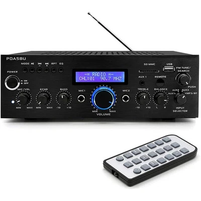 Wireless Bluetooth Home Power Amplifier 200 Watt Audio Stereo Receiver, Lifetime - Image 1 of 4