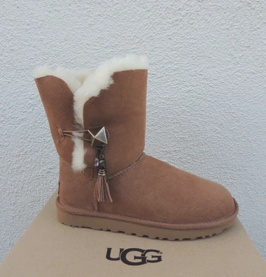 Botas UGG BAILEY BLING LILOU GAMUZA CASTAÑO/PIEL DE OVEJA, MUJER US 5/ EUR 36 ~ NUEVAS EN CAJA Foto 1 de 4