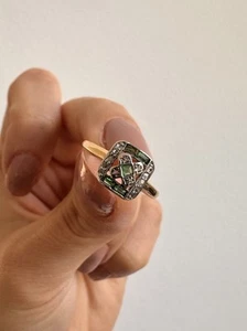 Ring 585er Gold 14k Smaragd Diamant RG 47,5 Art Déco - Bild 1 von 3