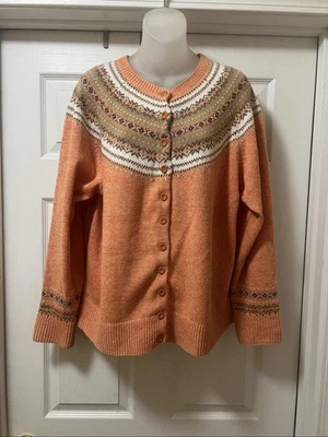 Cárdigan para mujer Tiara International 1XL naranja Fair Isle Foto 1 de 4