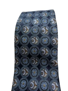 Cravatta Ermenegildo Zegna 100% seta Made in Italy grigio nero blu larghezza 3,5” - Foto 1 di 6