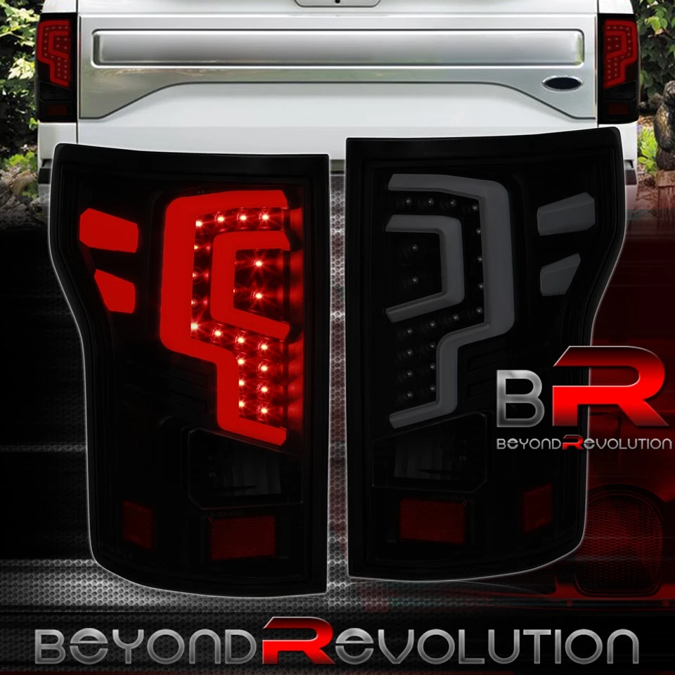 For 2015-2020 F150 Smoked LED Tube Rear Tail Lights Brake Stop Signal Lamps Pair - Image 1 of 4