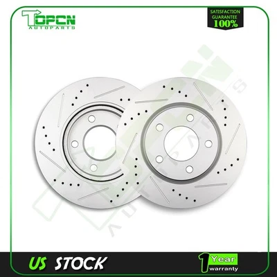 Fits DODGE GRAND CARAVAN 2001 - 2007 Front Drilled Slotted Brake Disc Rotors Foto 1 de 4
