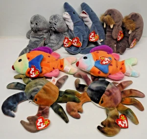 10 Ty Beanie Babies Ocean Sea theme DOUBLE THE FUN mint w/ swing tags MWT 1990's - Picture 1 of 6