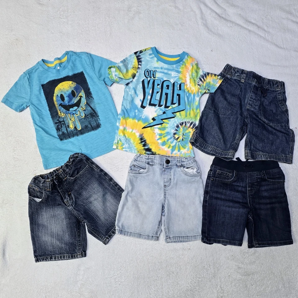 Boys Jean Shorts & T Shirt Lot, 6 Items, Assorted Brands, Size 4T GUC - Image 1 of 1