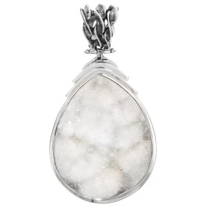 Colgante de plata esterlina 925 lágrima ágata druzy drusy, 1 11/16" - Imagen 1 de 3