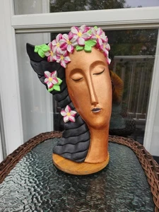 Hand Painted 15" Planter Hula Hawaiian Tropical Planter - LOOK! - Picture 1 of 5