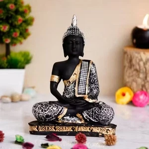 Meditating Buddha Statue For Home Decor Idol/Showpiece Decorative |7Inch, Silver - Picture 1 of 4