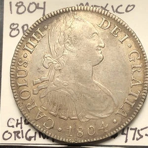 1804 Spanish Silver 8 Reales Carlos IV Mexico Mint Choice Original Key Date - Picture 1 of 10