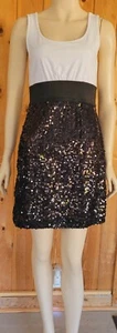 XXI White/Black ~Sequin Skirt Dress Sz L/G Girls Party/Cocktail ♡ Amazing  - Picture 1 of 12