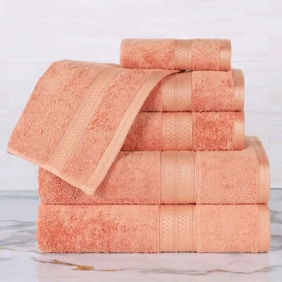 Rayon From Bamboo and Cotton Highly Absorbent 650 GSM Solid 6 Piece Towel Set - Image 1 of 3