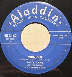 PATTY ANNE with THE FLAMES & MAXWELL DAVIS Midnight ALADDIN R&B DOO WOP 45 RARE