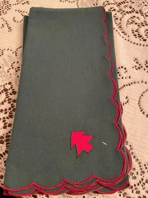 Set of 4 Evergreen Christmas Dinner Napkins Green w/Red Edging by W-C Designs - Image 1 of 2