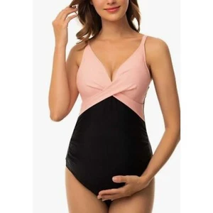 Ziola Maternity One Piece Front Cross V-Neck Pregnancy Swimwear Monokini- Small - Picture 1 of 4
