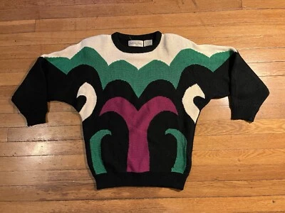 Suéter Art Deco Abstracto Vintage Marvin Bee Para Mujer Mediano Multicolor Años 80 Foto 1 de 4