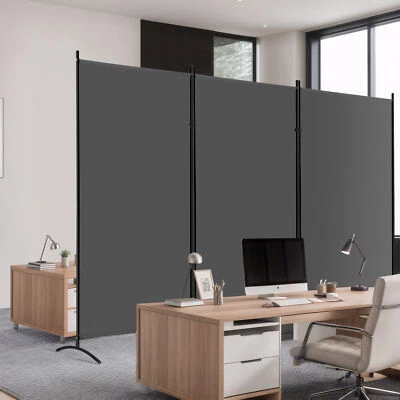 Freestanding Room Panel Metal Frame Fabric for Privacy And Flexibility, Grey - Image 1 of 4