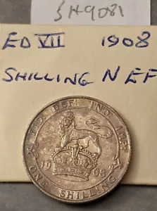 More details for 1908 edward vii shilling 1/- silver coin in nearly ef rare date sh9081