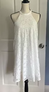 Lilly Pulitzer Quinn Halter Swing Dress Resort White Sandollar Lace Medium - Picture 1 of 2