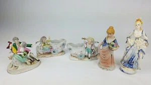 Porcelain Figurine Lot ~ 5 Pieces ~ Girl, Boy, Swans, Lady, Musician, Etc - Picture 1 of 7