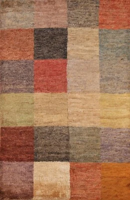 Alfombra oriental marroquí a cuadros 5x7 alfombra hecha a mano Foto 1 de 4