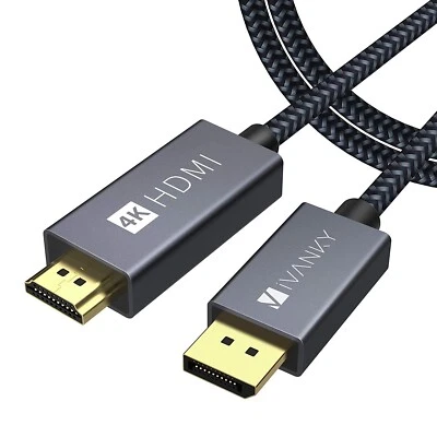 IVANKY DisplayPort auf HDMI Kabel 3M 4K @ 30Hz - PC, PS4, Xbox, TV - Bild 1 von 4