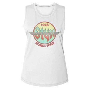Styx 1978 Word Tour Women's Muscle Tank Shirt Rock Music Merch - Picture 1 of 3