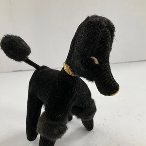 Pudel Plüsch Vintage Stroh gefüllt schwarzer Hund 6 Zoll Stofftier Spielzeug Cord Körper - Bild 1 von 12