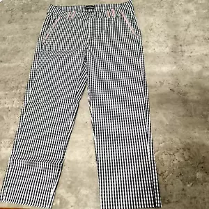 Golfino Pants Black White Check Womens Size 6 US 10 UK Vichy Capri Slim Fit BNWT - Picture 1 of 24
