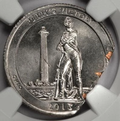 2013 NGC MS65 15% Ragged Clip Peace Memorial Quarter Mint Error Ex Rare Date - Image 1 of 4
