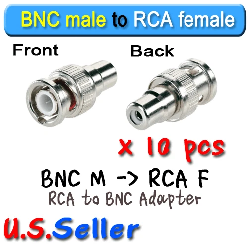 LEXA CCTV 10 lot pack BNC Male to RCA Female Adapter 10 pcs CCTV Connector Accessory