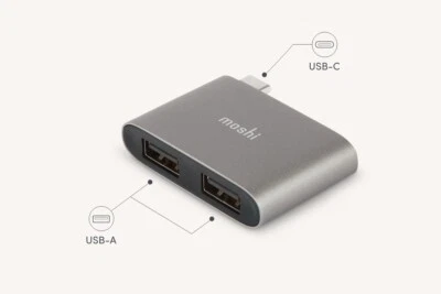New MOSHI USB-C to Dual USB Adapter Dual USB-A Ports Camera Printer Ext Storage - Image 1 of 4
