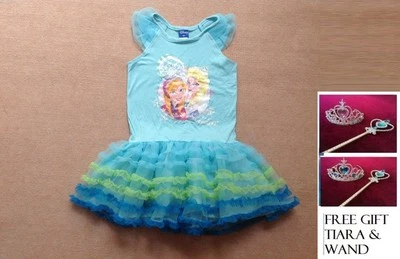 Vestido de princesa arco iris tutú manga corta Elsa Frozen para niñas talla 4 5 6 6x Foto 1 de 4