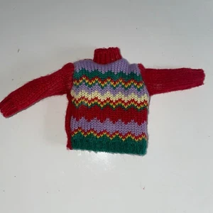 Mattel Barbie Tree Trimming Christmas Red Chevron Knit Long Sleeve Sweater - Picture 1 of 3