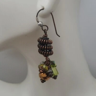 Pendientes Fairy Core Green Lands Bellota Gota Peridoto Cristal E740 Foto 1 de 2