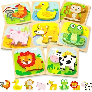Rompecabezas de madera Juguetes para niños pequeños 8 paquetes - Picture 1 of 12