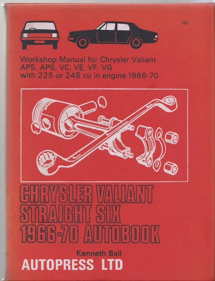 CHRYSLER VALIANT STRAIGHT SIX AP5 AP6 VC VE VF VG   1966 - 1970  WORKSHOP MANUAL - Image 1 of 1