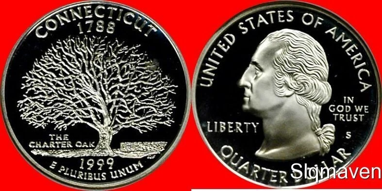 1999 S 90% Silver Connecticut State Quarter Deep Cameo Gem Proof - Image 1 of 1