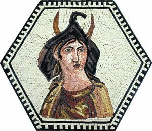 Greek Goddess Hexagon Shape Framed Home Decor Marble Mosaic - Picture 1 of 1