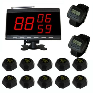 Sistema inalámbrico de paginación de llamadas de camarero de mesa SINGCALL 10 campanas 2 relojes 1 pantalla - Imagen 1 de 12