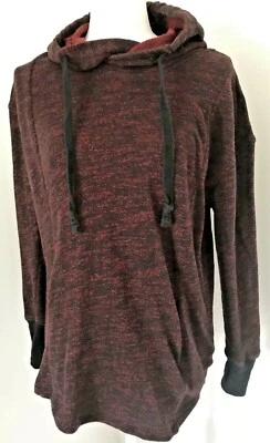 Sudadera con capucha Mossimo para mujer roja oscura negra moteada bolsillos abertura talla S Foto 1 de 4