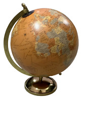 World Map Globe Brass Antique Ornament Metal Stand Political Table Top Globe
